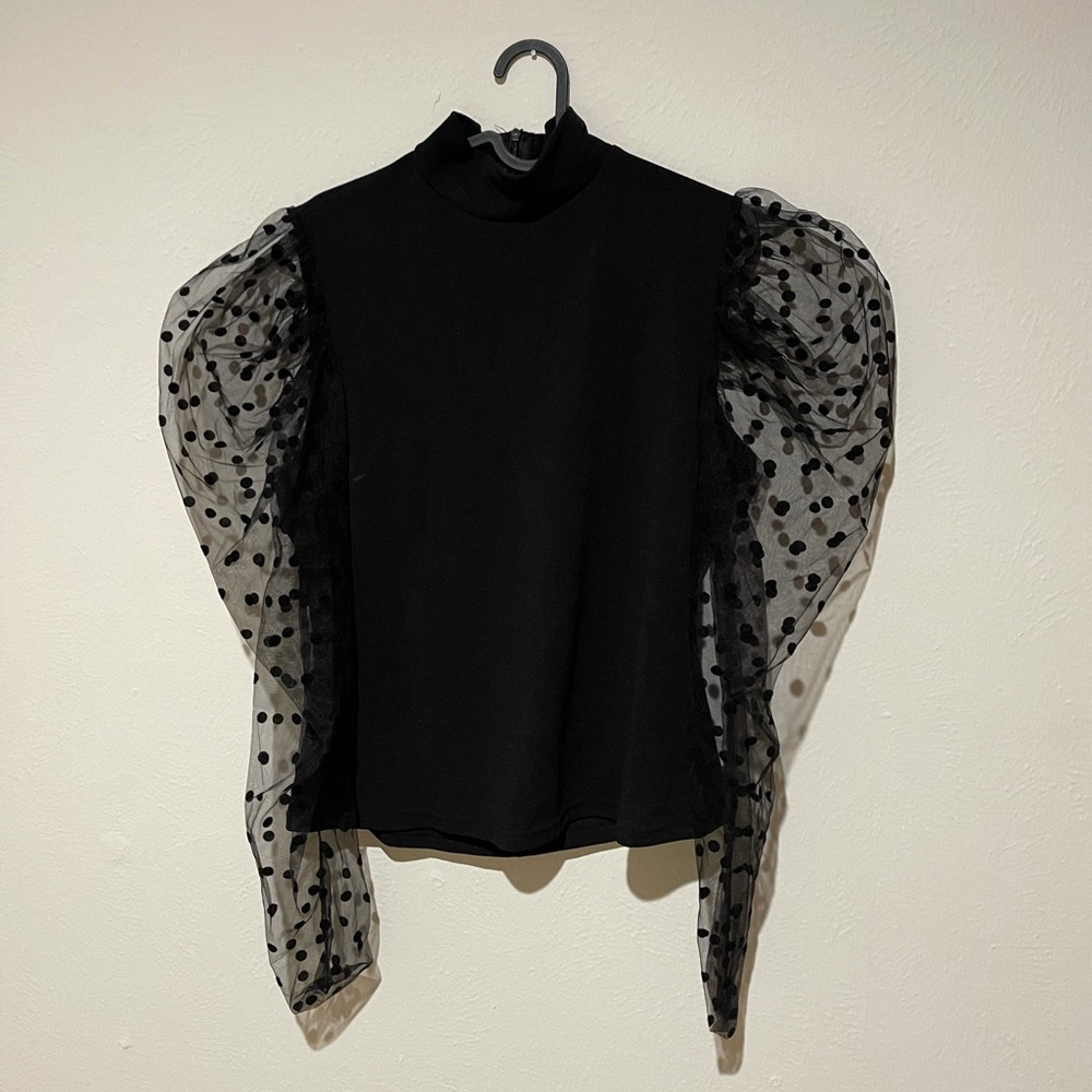 shein - polka dot/puff sleeved blouse